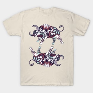 Paisley Oxen (Mauve Pink Palette) T-Shirt